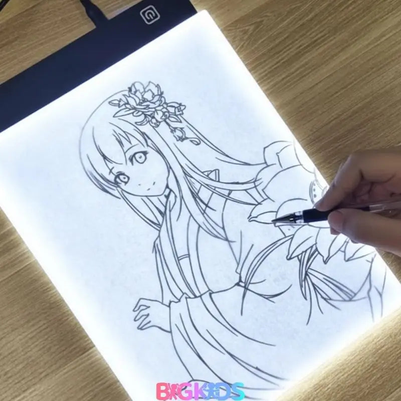 Mesa de Luz LED A4 LumiFun da BigKids, ferramenta criativa que une aprendizado infantil e expressão artística adulta, estimula criatividade, ideal para desenhos noturnos, desenvolve atividades motoras, ativa o aprendizado 