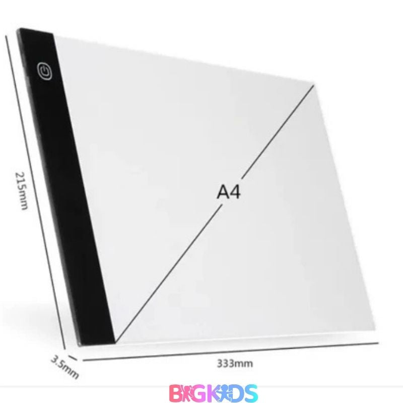 Mesa de Luz LED A4 LumiFun da BigKids, ferramenta criativa que une aprendizado infantil e expressão artística adulta, estimula criatividade, ideal para desenhos noturnos, desenvolve atividades motoras, ativa o aprendizado 