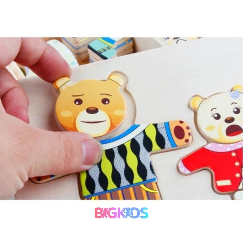 Ursinho quebra-cabeça de madeira Infantil