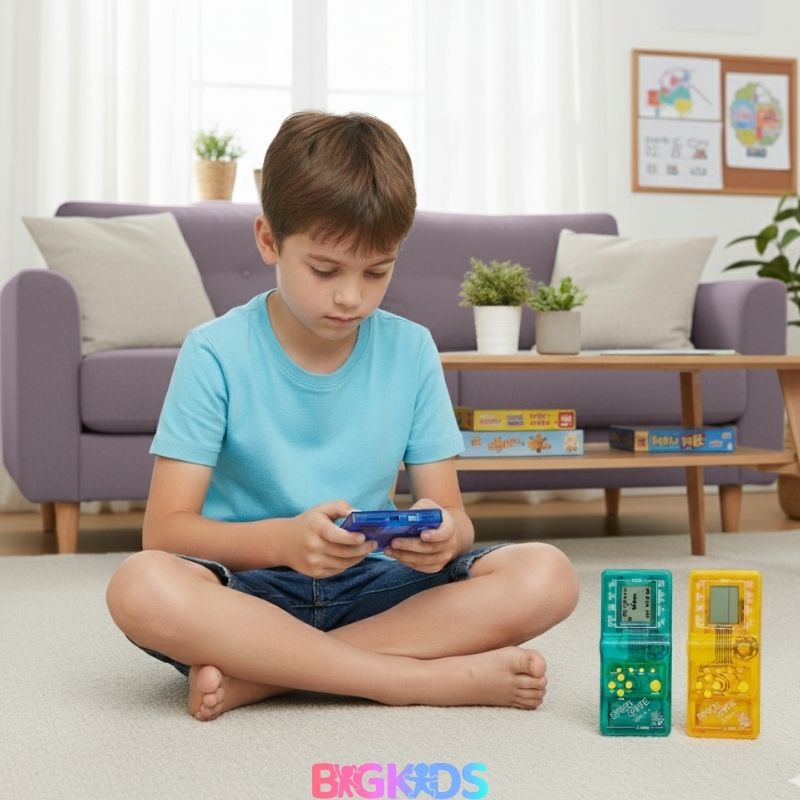 Mini Game RetroPlay Nostálgico da BigKids   Leve, portátil ,estimula o Raciocínio, possui baixo consumo de energia, longa duração da bateria. 