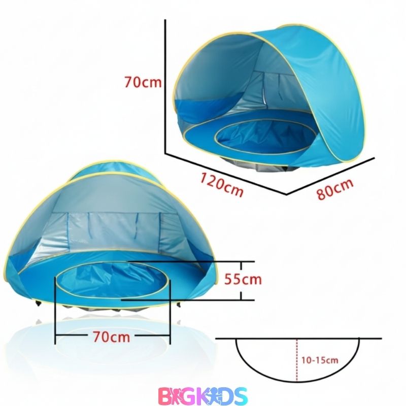 Tenda Baby Praia com Proteção UV Portátil da BigKids, proporciona sombra, segurança e conforto para criança, produto para ar livre.