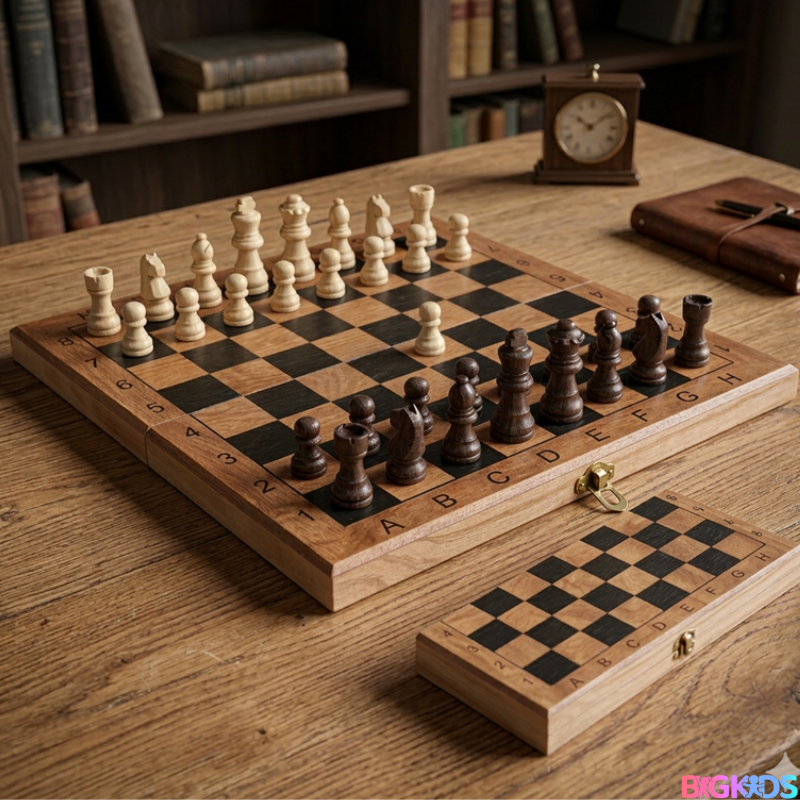 Jogo de Xadrez  Madeira Dobrável 3 em 1  Profissional - Criança e Adulto