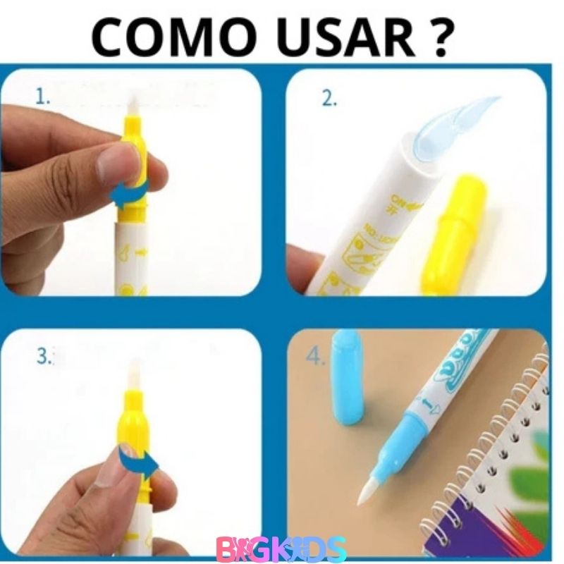 Livro de Pintura Reutilizável com Água -Acqua Book Infantil