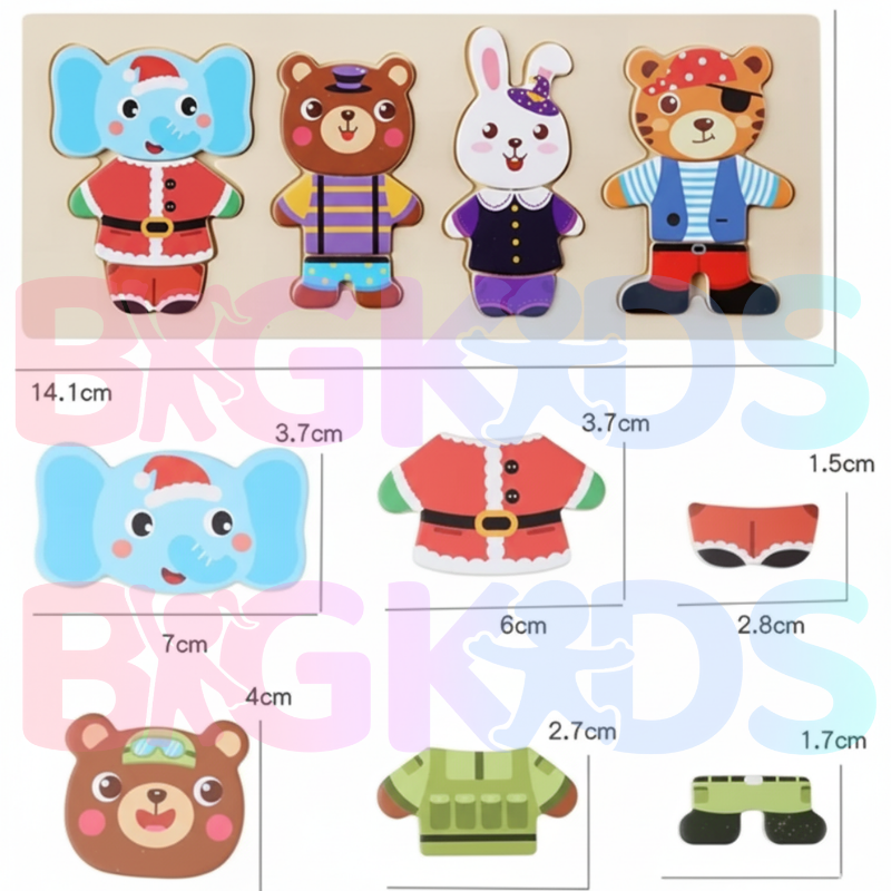 Ursinho quebra-cabeça de madeira Infantil