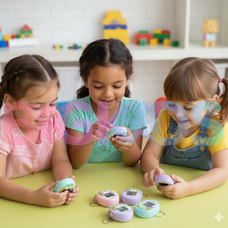 O Tamagotchi Pet Digital Retrô&nbsp;da Bigkids é o brinquedo que combina nostalgia e aprendizado!&nbsp;Com design compacto e colorido, ele estimula responsabilidade, rotina e cuidado de forma divertida para crianças (e adultos nostálgicos também .