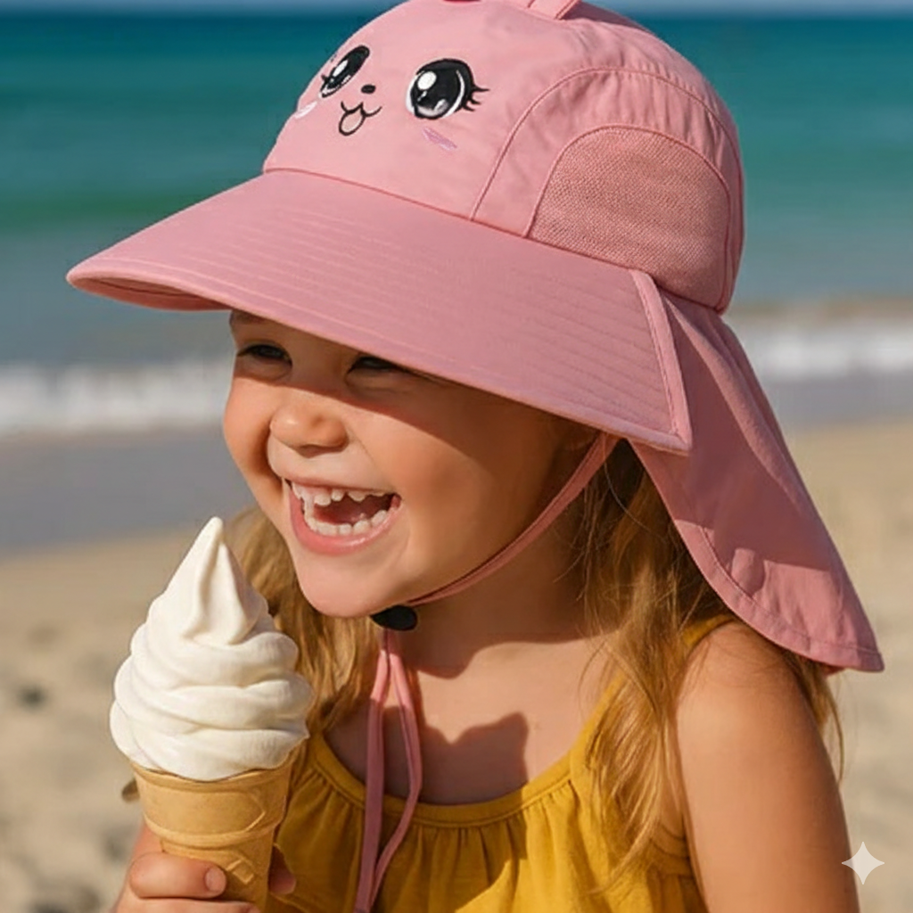 Chapéu Infantil com Proteção UV e Aba Grande e Apito -SunSafe Kids