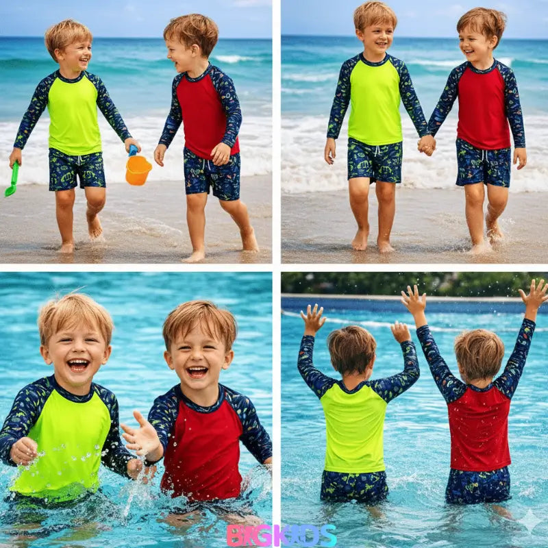 Conjunto Praia Infantil UV50+ Premium – Camisa Manga Longa+ Sunga