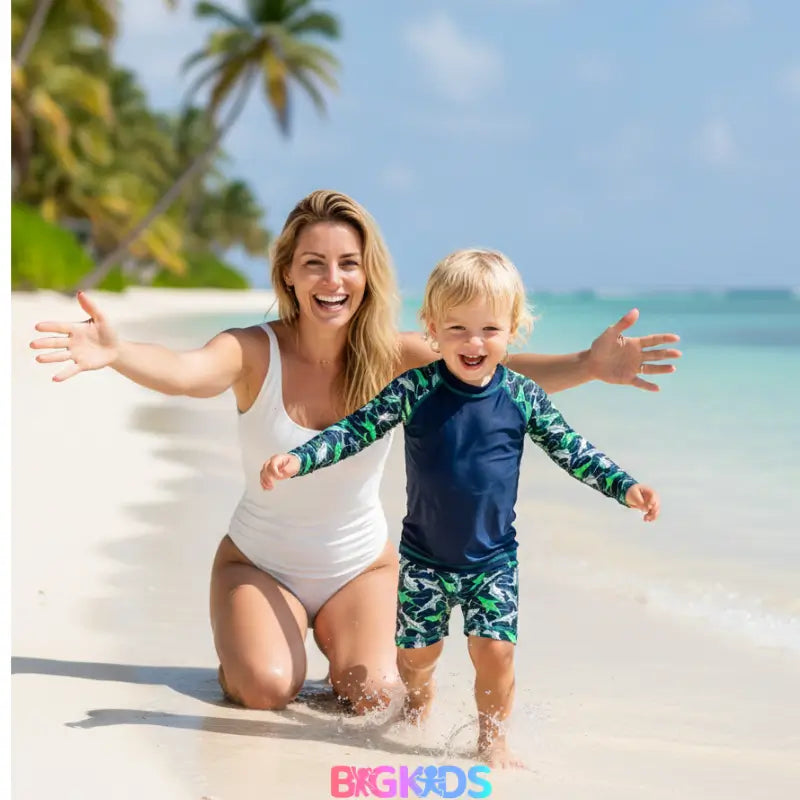  O Conjunto Praia Infantil UV50+ Premium da BigKids foi desenvolvido para proteger as áreas mais expostas do corpo, garantindo segurança durante as brincadeiras na praia, piscina ou parques por mais tempo exposto ao sol