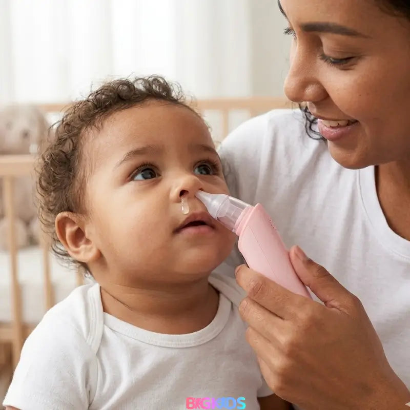 aspirador nasal bigkids possui uma tecnologia altamente rapida e eficaz na succao de secreçoes mais grossas para limpeza nasal infantil de forma portatil