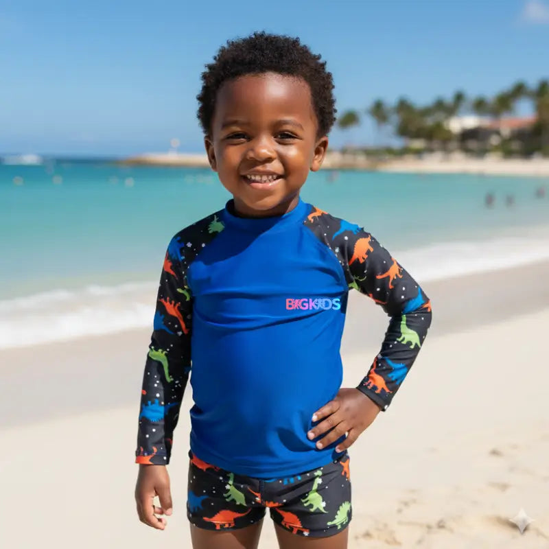  O Conjunto Praia Infantil UV50+ Premium da BigKids foi desenvolvido para proteger as áreas mais expostas do corpo, garantindo segurança durante as brincadeiras na praia, piscina ou parques por mais tempo exposto ao sol