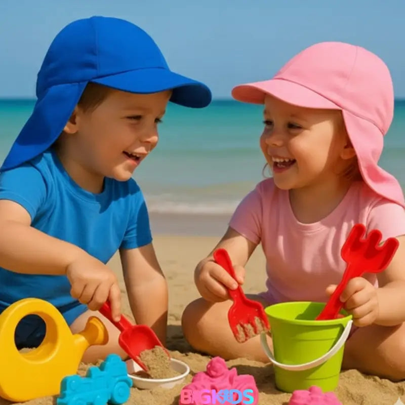 O Chapéu Infantil UV50+ da BigKids foi desenvolvido para proteger o rosto, orelhas e a nuca, áreas mais expostas e vulneráveis durante brincadeiras ao ar livre.