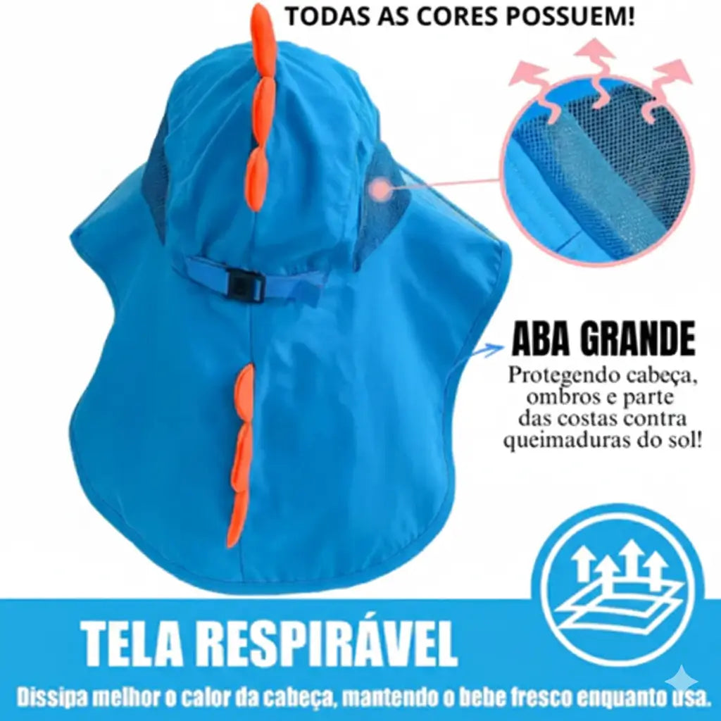 Chapéu Infantil com Proteção UV e Aba Grande e Apito -SunSafe Kids