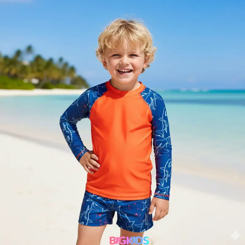 Conjunto Praia Infantil UV50+ Premium – Camisa Manga Longa+ Sunga